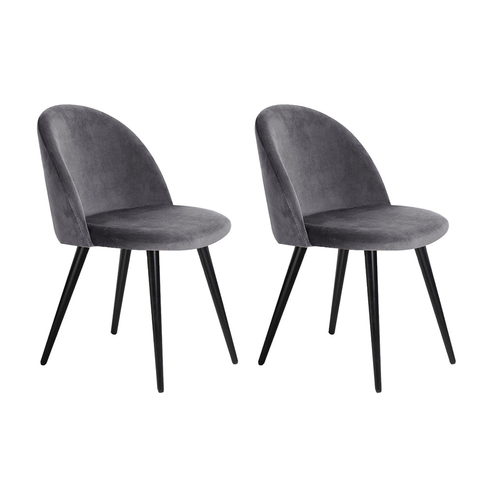 Pendleton Velvet Dining Chair Set of 2 – Dark Grey