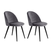 Pendleton Velvet Dining Chair Set of 2 – Dark Grey