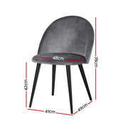 Pendleton Velvet Dining Chair Set of 2 – Dark Grey