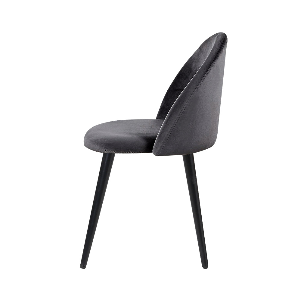 Pendleton Velvet Dining Chair Set of 2 – Dark Grey