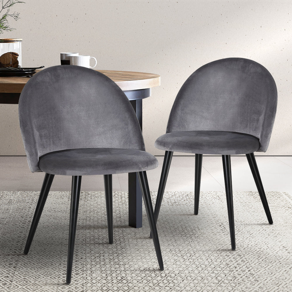 Pendleton Velvet Dining Chair Set of 2 – Dark Grey