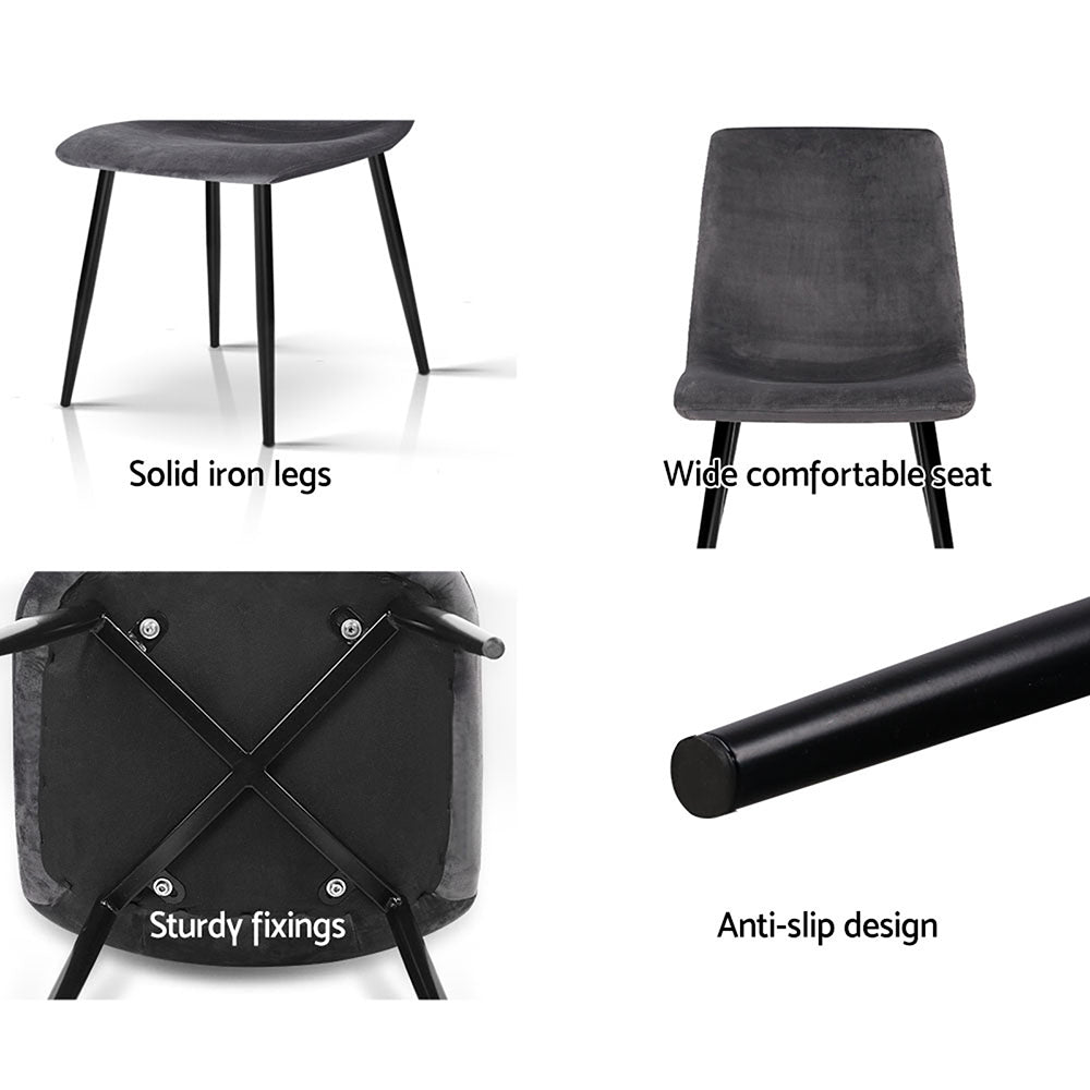 Orwell Velvet Dining Chair Set of 4 – Grey