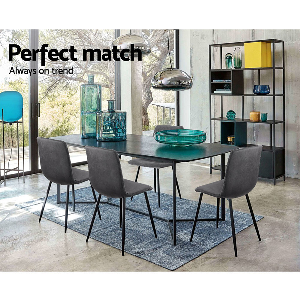 Orwell Velvet Dining Chair Set of 4 – Grey