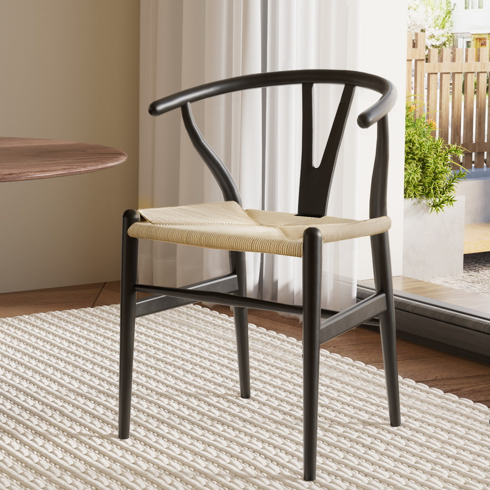 Perry Rattan Dining Chair – Black