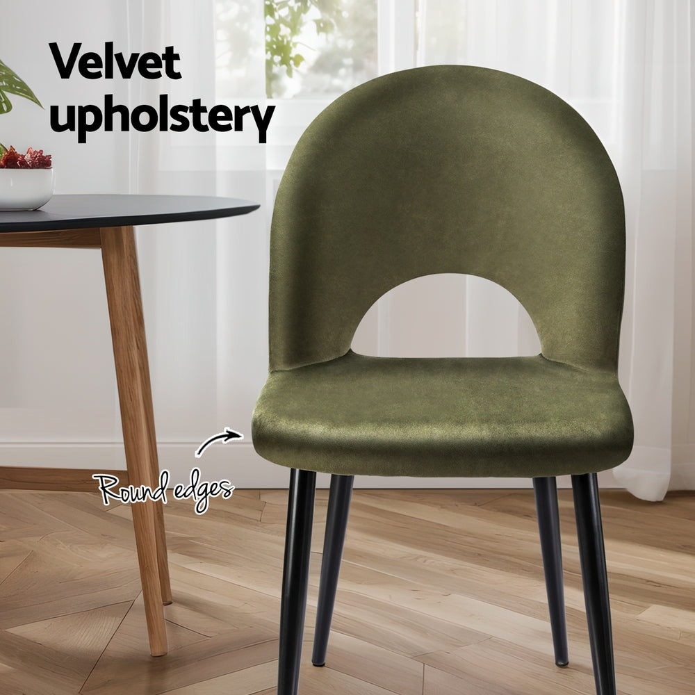 Kieran Velvet Dining Chair Set of 2 – Green