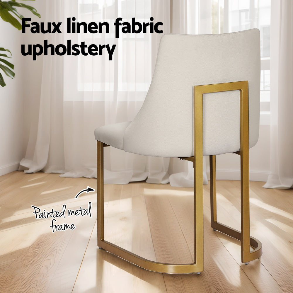 Knox Fabric Dining Chair Set of 2 – Beige