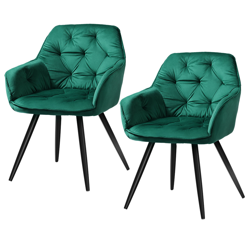 Montrose Velvet Dining Chair Set of 2 – Green