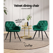 Montrose Velvet Dining Chair Set of 2 – Green