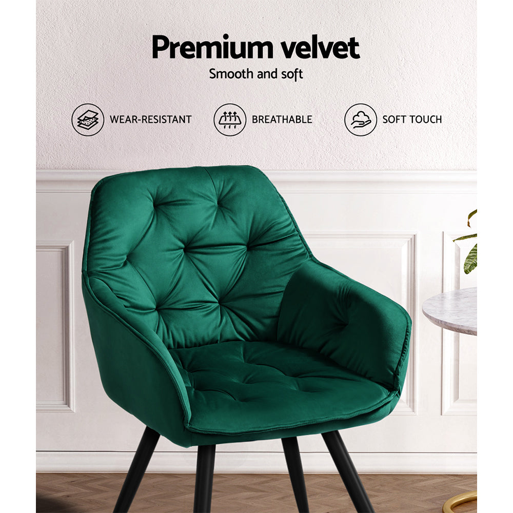 Montrose Velvet Dining Chair Set of 2 – Green