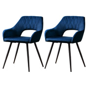 Malone Velvet Dining Chair Set of 2 – Blue
