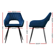 Malone Velvet Dining Chair Set of 2 – Blue