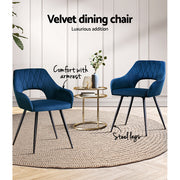 Malone Velvet Dining Chair Set of 2 – Blue
