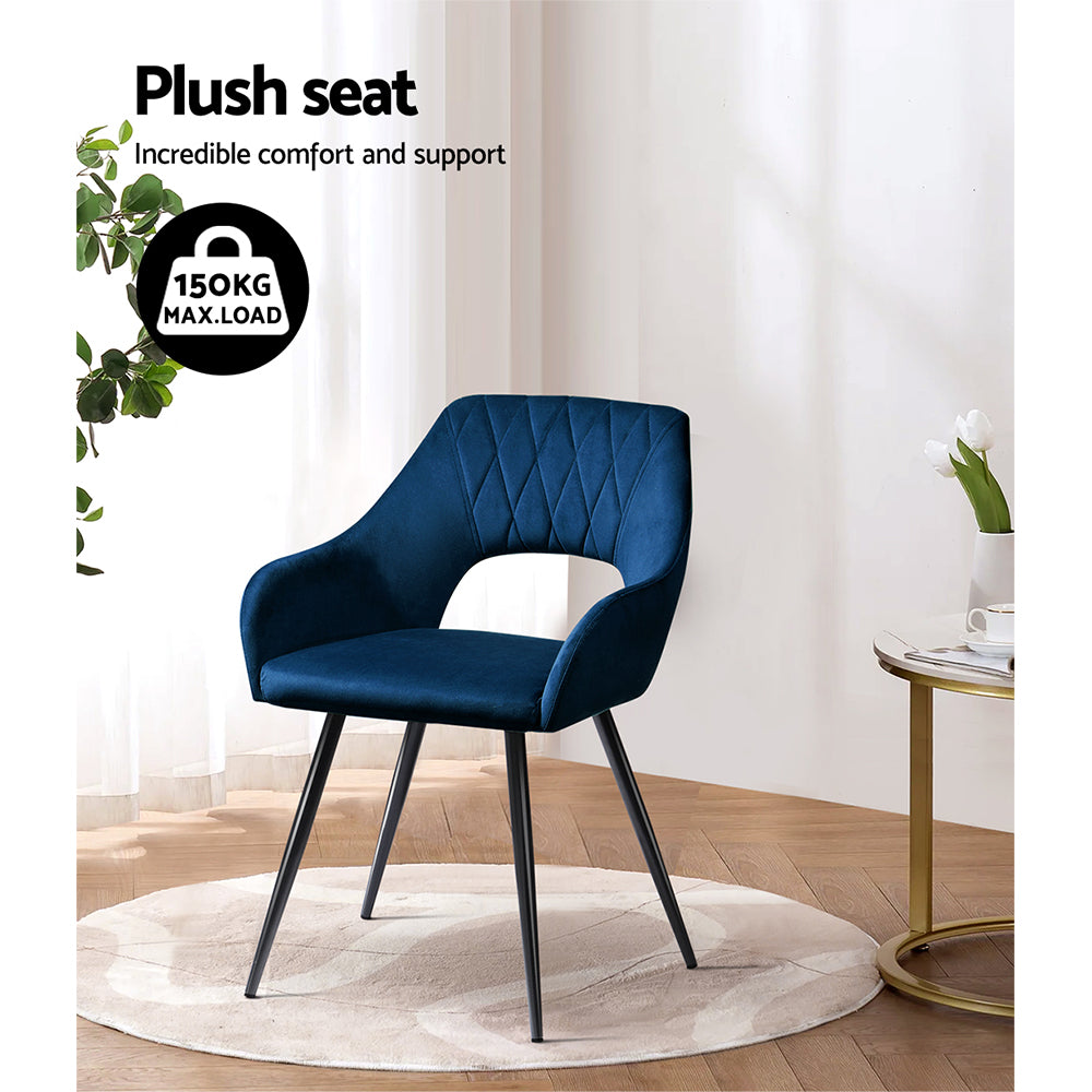 Malone Velvet Dining Chair Set of 2 – Blue