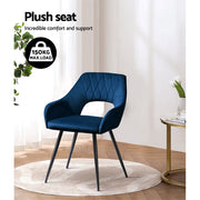 Malone Velvet Dining Chair Set of 2 – Blue