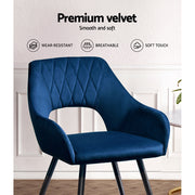 Malone Velvet Dining Chair Set of 2 – Blue