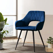Malone Velvet Dining Chair Set of 2 – Blue