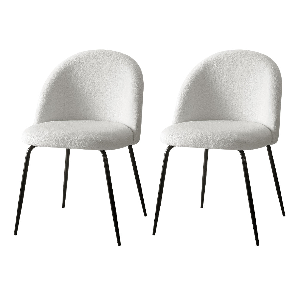 Lyndon Bouclé Dining Chair Set of 2 – White