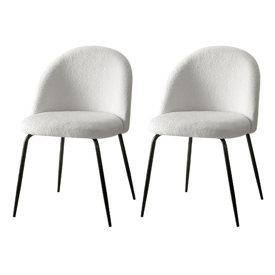 Lyndon Bouclé Dining Chair Set of 2 – White