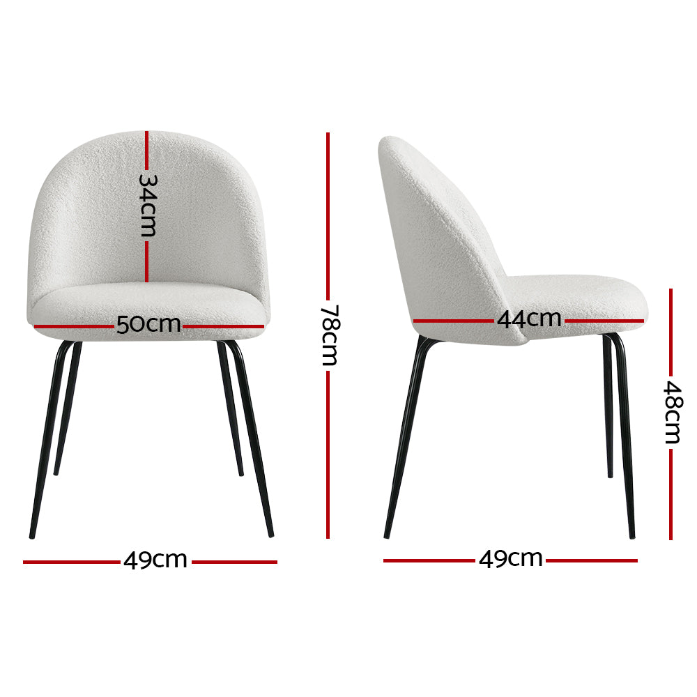 Lyndon Bouclé Dining Chair Set of 2 – White