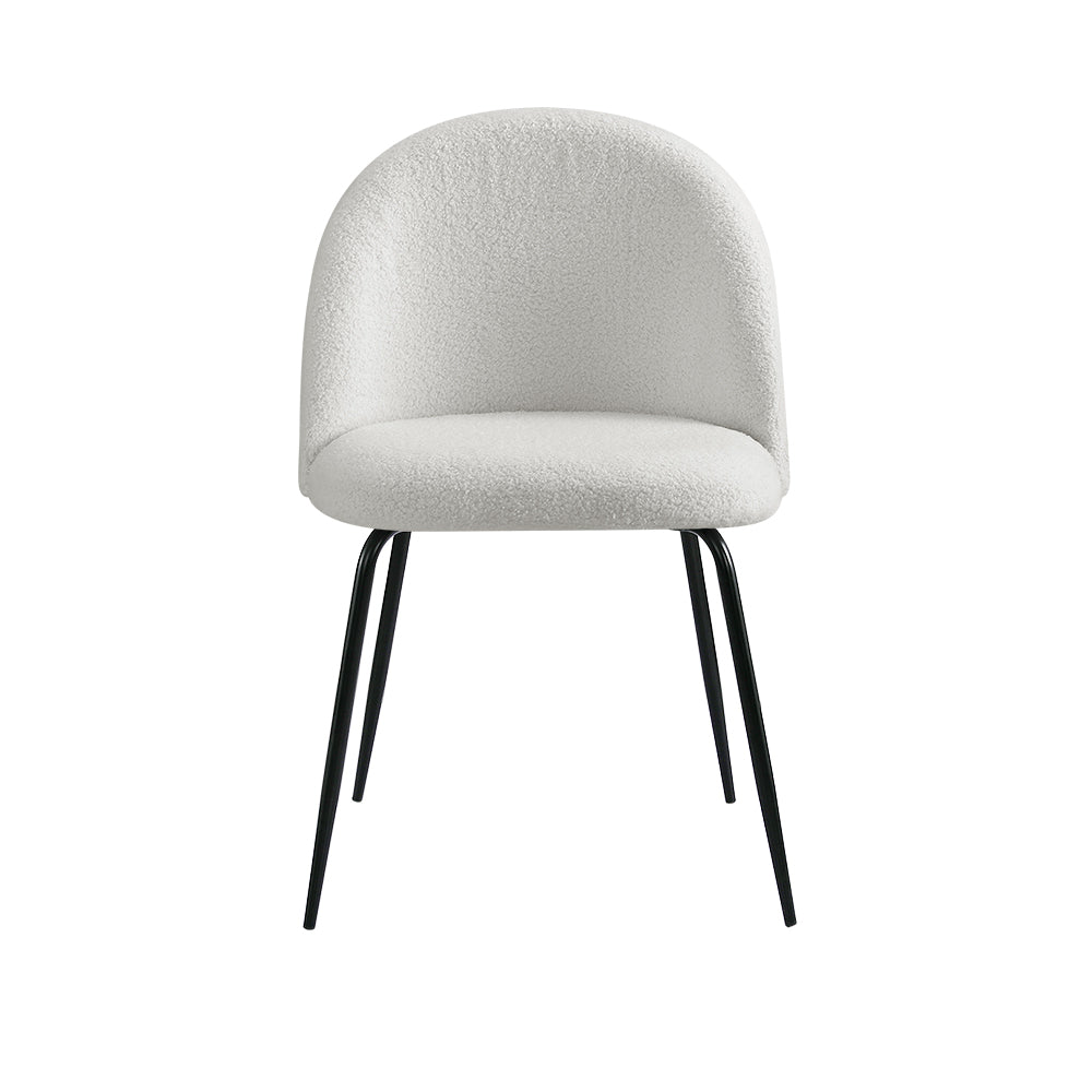Lyndon Bouclé Dining Chair Set of 2 – White