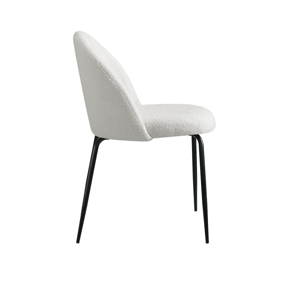 Lyndon Bouclé Dining Chair Set of 2 – White