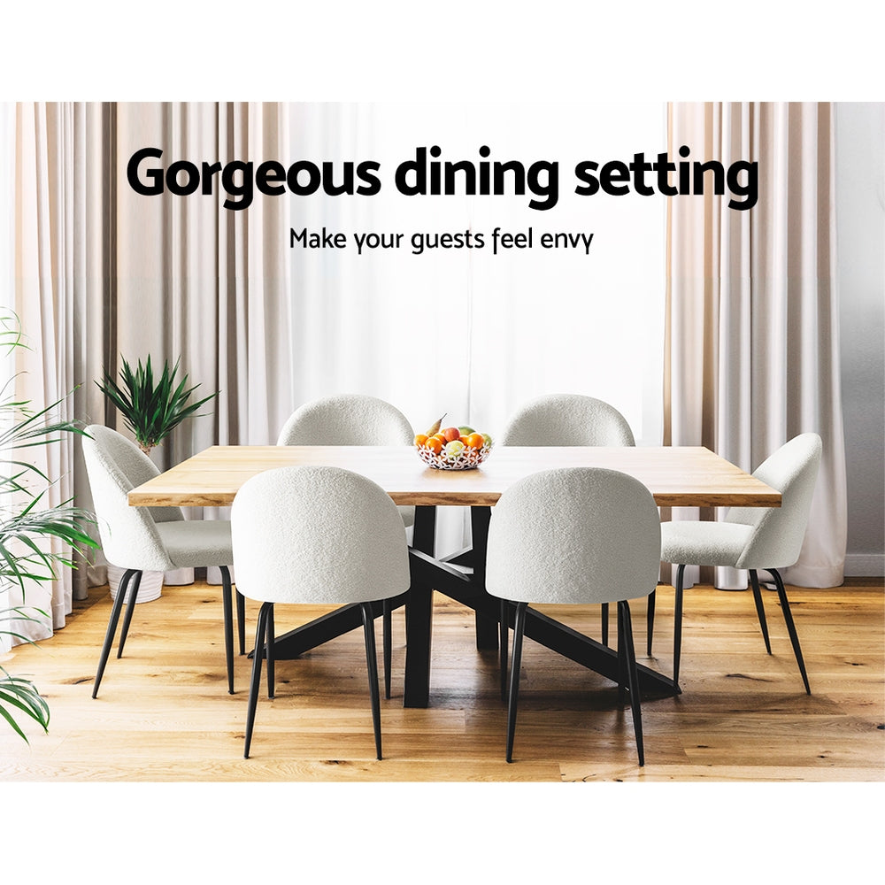 Lyndon Bouclé Dining Chair Set of 2 – White
