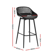 Crescent Outdoor Plastic & Metal Bar Stool Set of 2 – Black — image 2