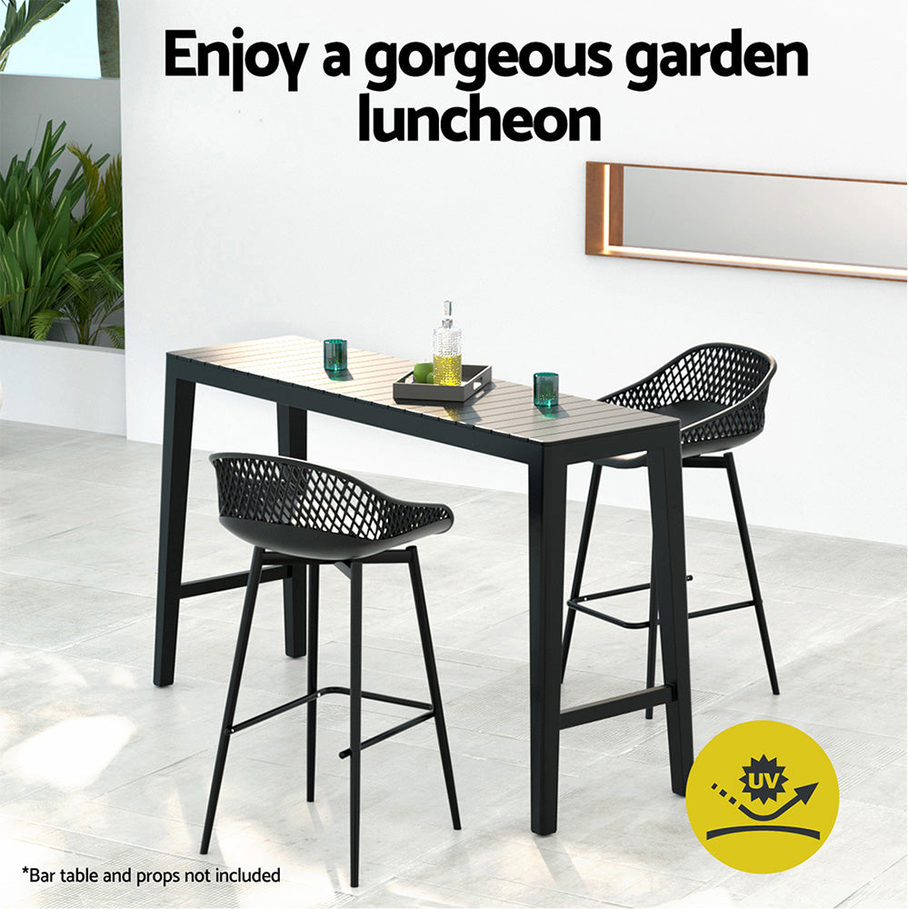 Crescent Outdoor Plastic & Metal Bar Stool Set of 2 – Black — image 4