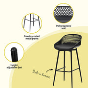 Crescent Outdoor Plastic & Metal Bar Stool Set of 2 – Black — image 6