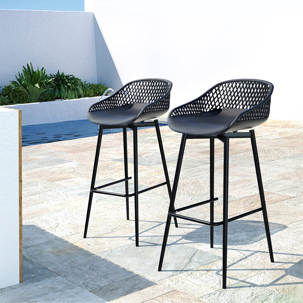 Crescent Outdoor Plastic & Metal Bar Stool Set of 2 – Black — image 7