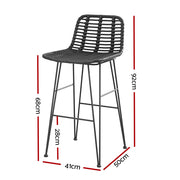 Cobalt Rattan Bar Stool Set of 2 – Black