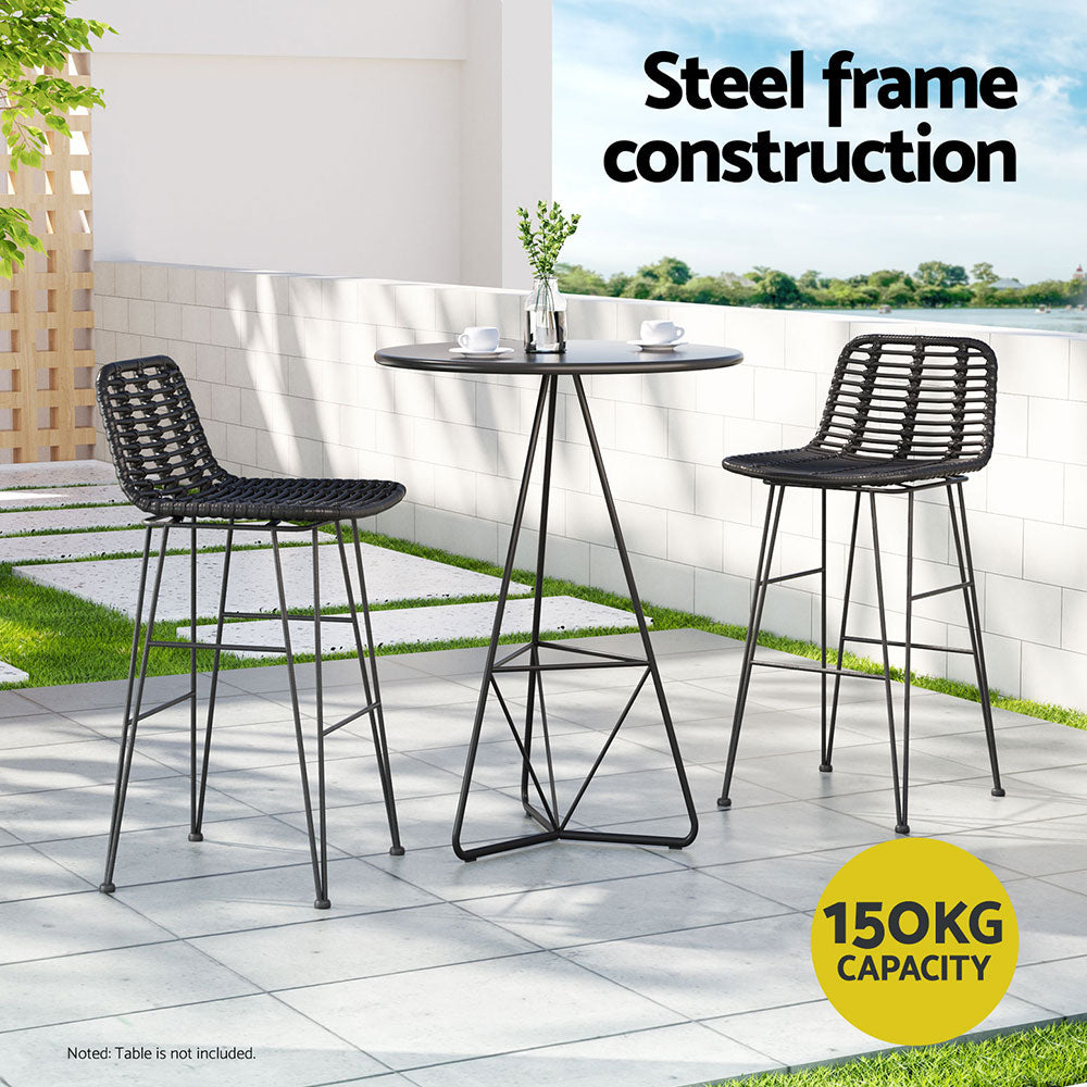 Cobalt Rattan Bar Stool Set of 2 – Black