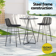 Cobalt Rattan Bar Stool Set of 2 – Black