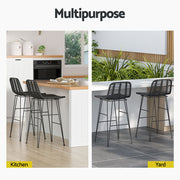 Cobalt Rattan Bar Stool Set of 2 – Black