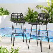 Cobalt Rattan Bar Stool Set of 2 – Black