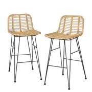 Cobalt Rattan Bar Stool Set of 2 – Natural Wicker & Black Frame