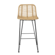 Cobalt Rattan Bar Stool Set of 2 – Natural Wicker & Black Frame