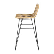Cobalt Rattan Bar Stool Set of 2 – Natural Wicker & Black Frame