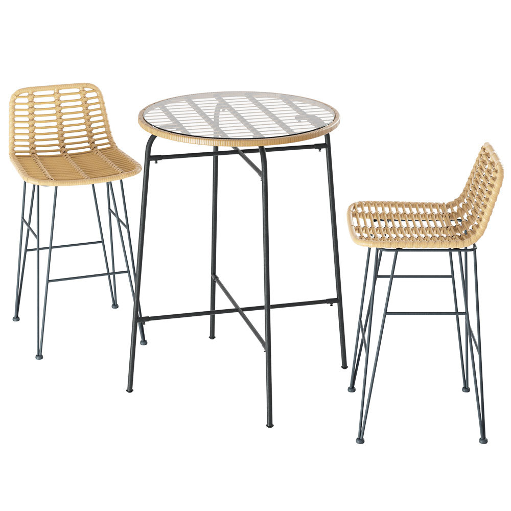 Grafton Wicker Outdoor Bistro Set – Brown
