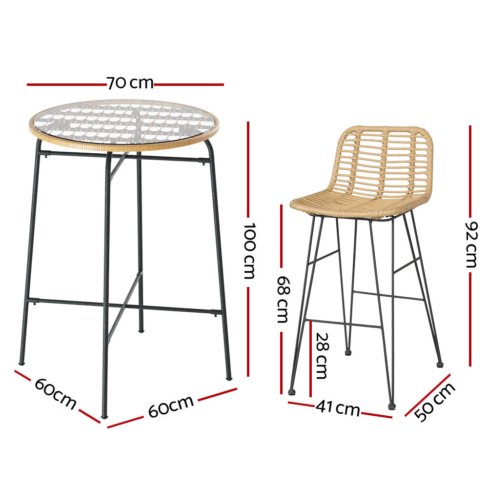 Grafton Wicker Outdoor Bistro Set – Brown