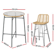 Grafton Wicker Outdoor Bistro Set – Brown