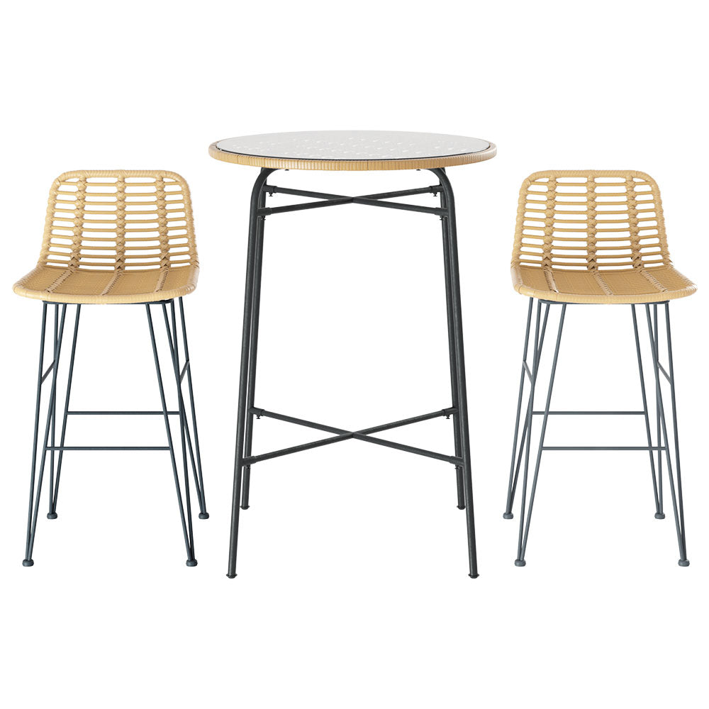 Grafton Wicker Outdoor Bistro Set – Brown