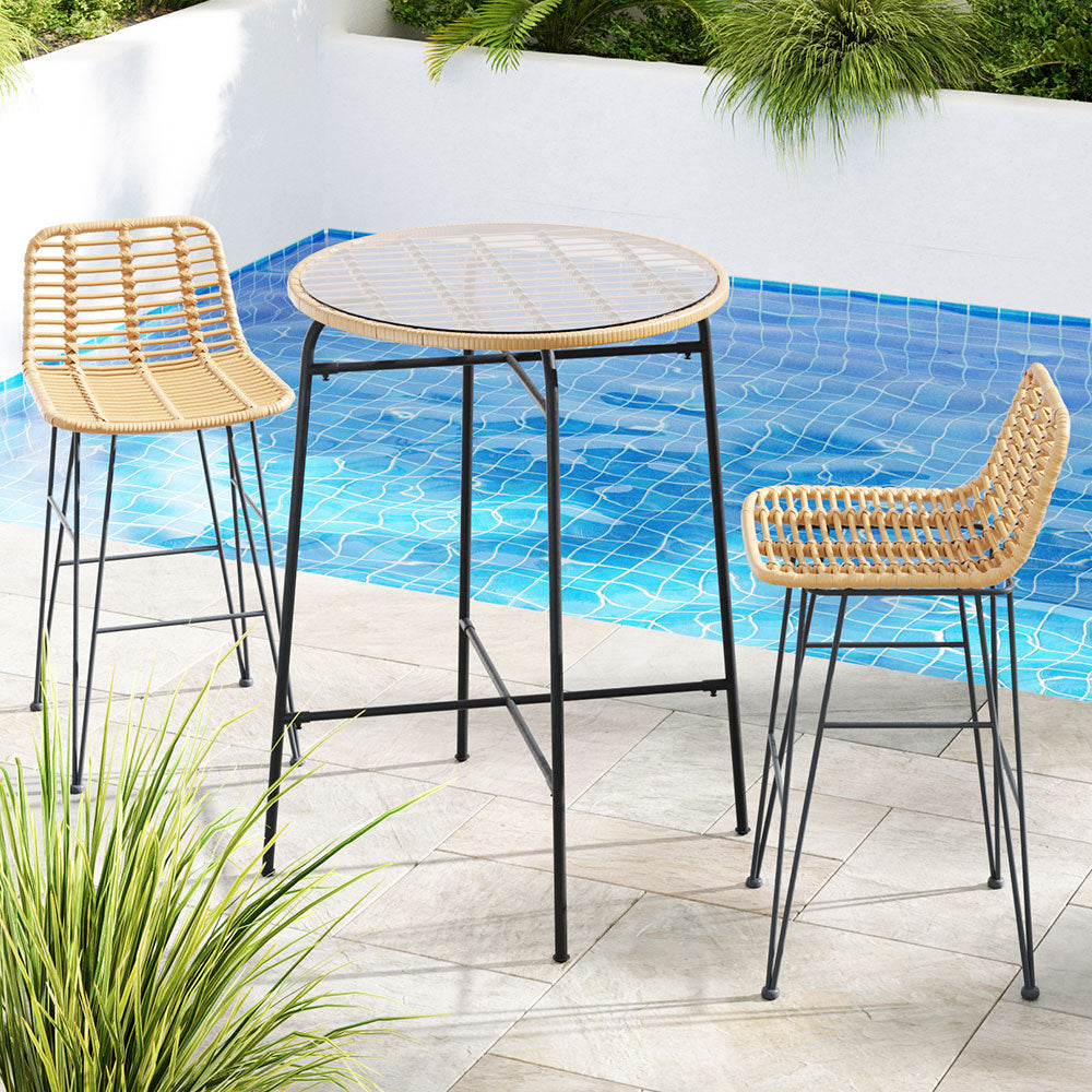 Grafton Wicker Outdoor Bistro Set – Brown