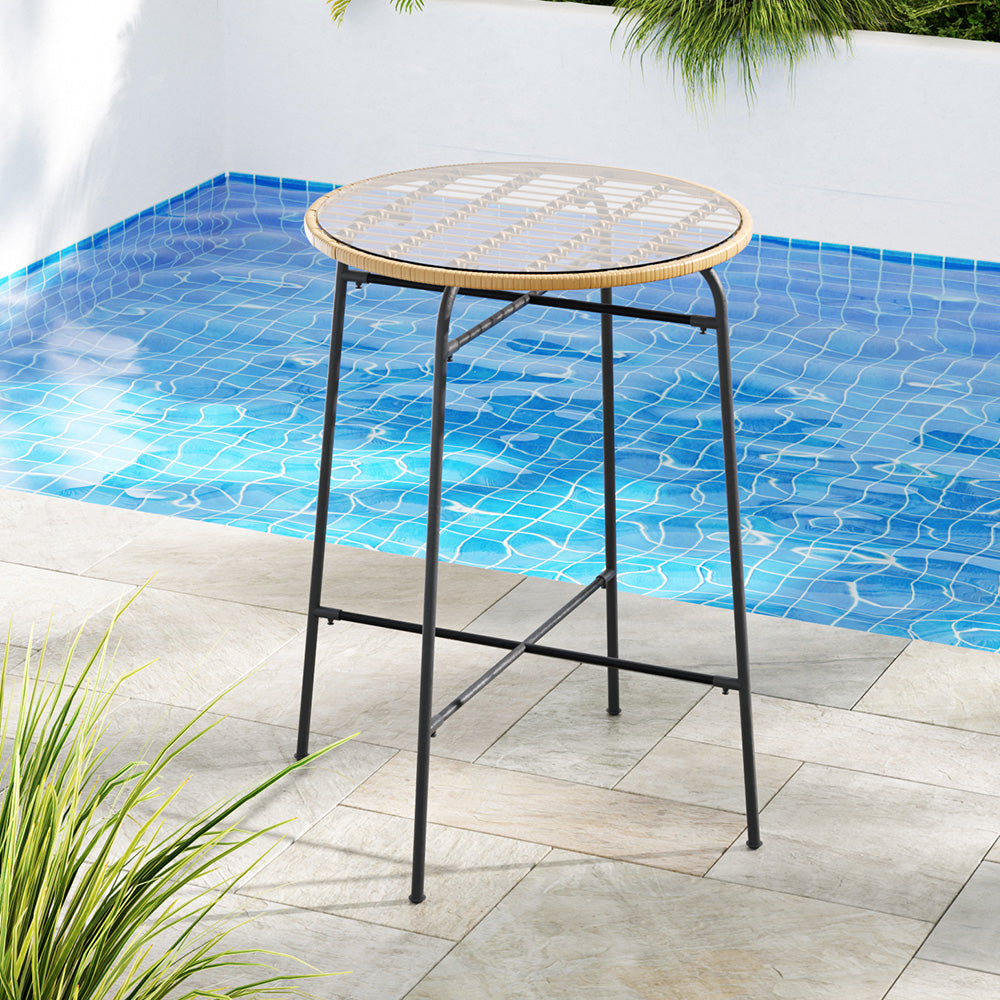 Hampton Wicker Outdoor Bar Table – Beige