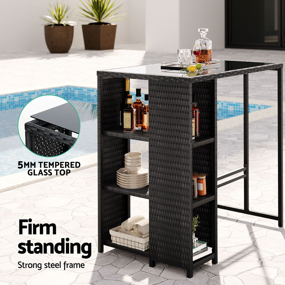 Gibson Wicker Outdoor Bistro Set – Black