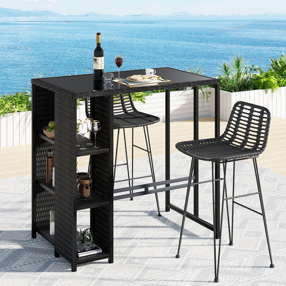 Gibson Wicker Outdoor Bistro Set – Black