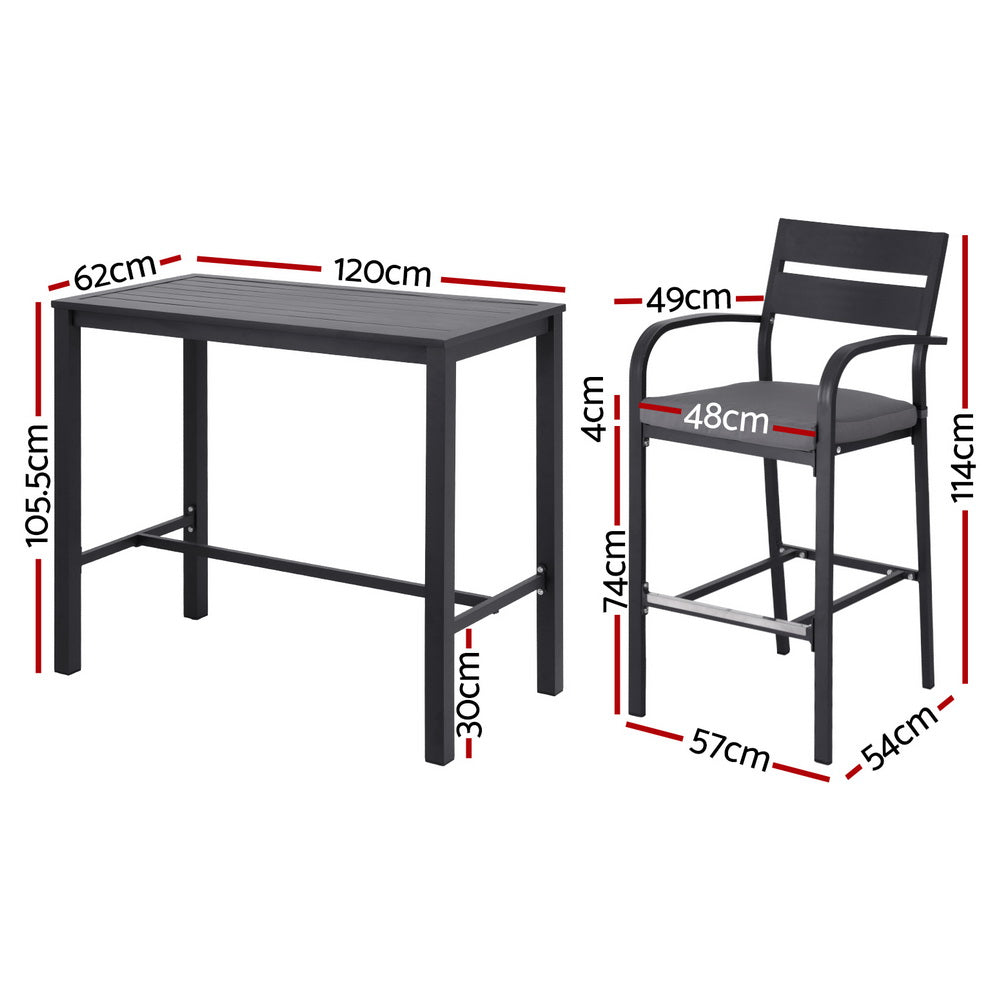 Brooklyn Outdoor Bistro Set – Dark Grey