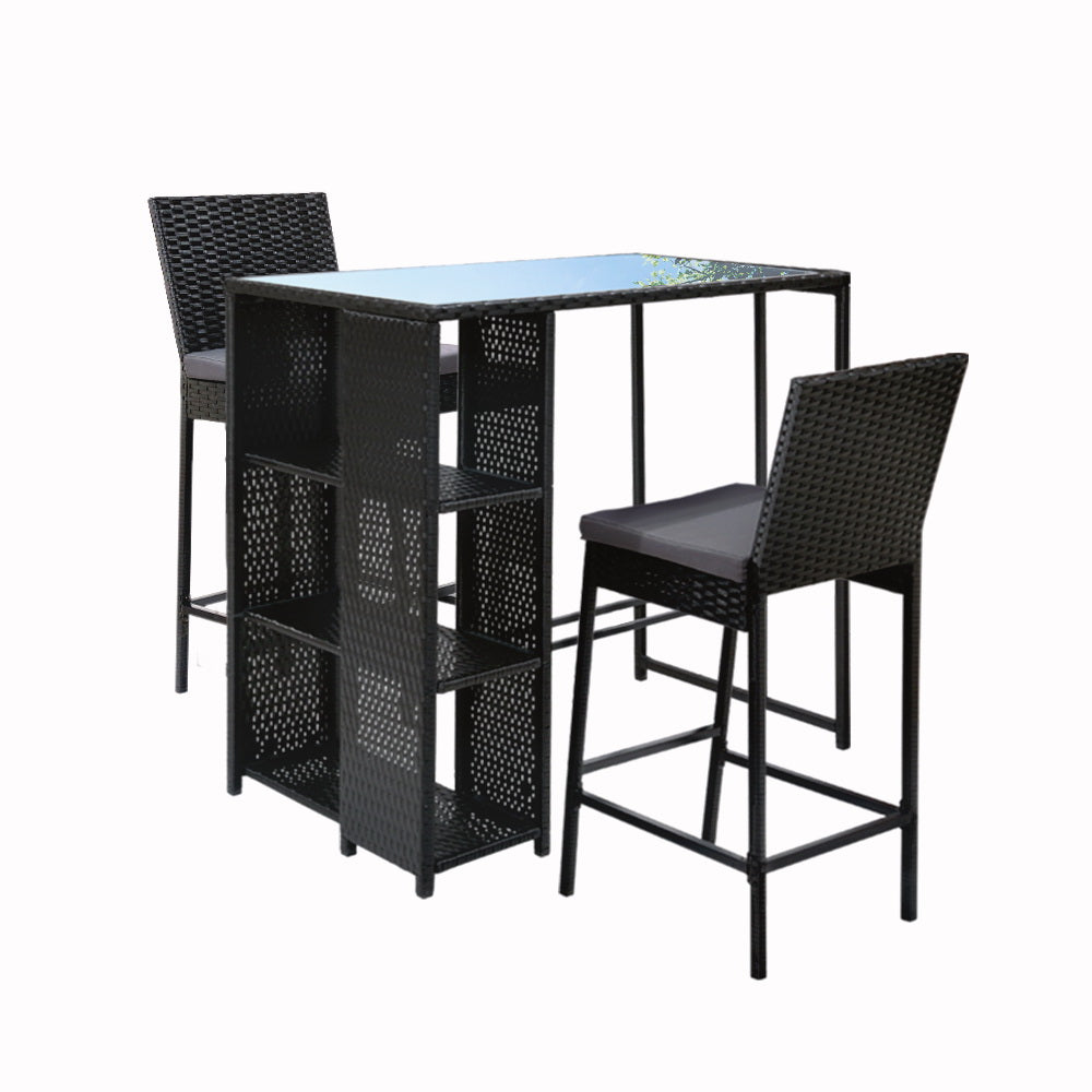 Harlow Wicker Outdoor Bistro Set – Grey