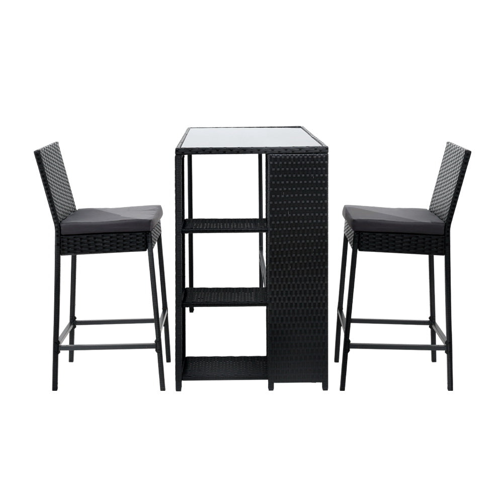 Harlow Wicker Outdoor Bistro Set – Grey