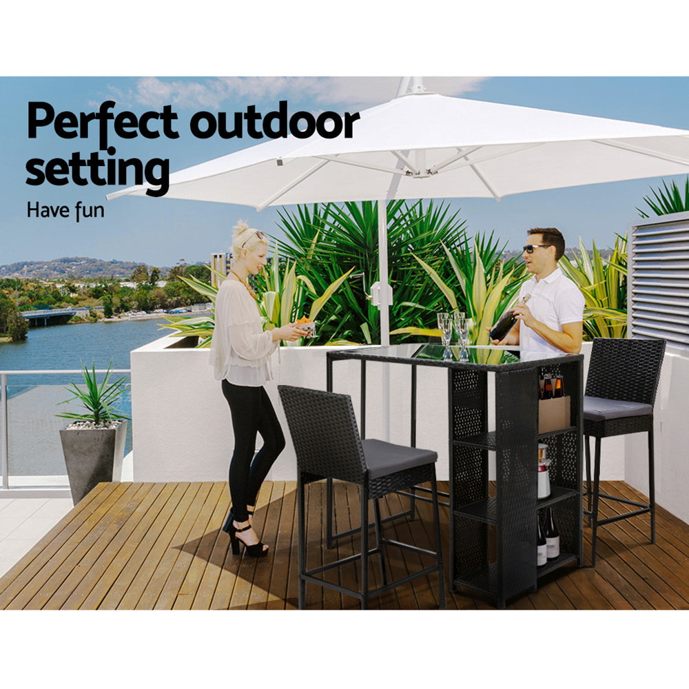 Harlow Wicker Outdoor Bistro Set – Grey